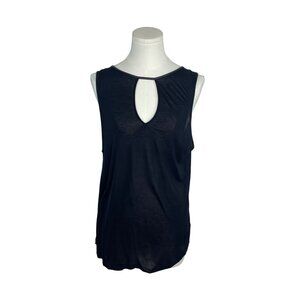 BB Dakota Womens Black Sleeveless Top With Fringe Back and Keyhole Chest Size M